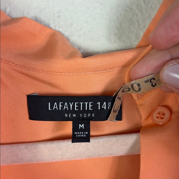 Lafayette Coral Orange Short Sleeve Button Down shirt size Medium - Picture 4 of 9